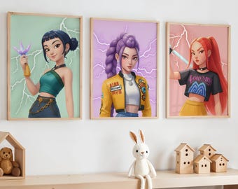 KPop デーモンハンターズ ダーピー タイガー デジタル ポスター 8x12