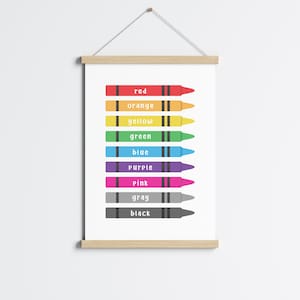 Colors Crayons Poster: Preschool Educational Wall Art (Digital Download)