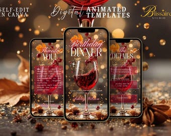 Digital Birthday Dinner Invitation for Women Animated Birthday Party Invite Elegant Text Evite Birthday Party Template Girls Birthday Dinner