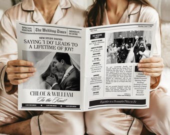 Editable Wedding Newspaper Template: Canva Customizable Program (Digital Download, Multiple Sizes)