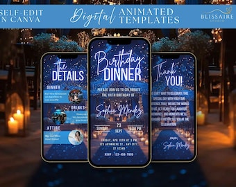 Animated Birthday Invitation Digital Video Birthday Dinner Invite Birthday Party Evite Template