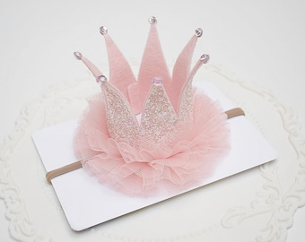 Birthday crown tiulle, 1st birthday crown for baby girl, birthday hat party, 1st birthday crown, cake smash prop, Birthday photo shoot,