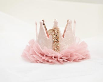Birthday crown tiulle, 1st birthday crown for baby girl, birthday hat party, 1st birthday crown, cake smash prop, Birthday photo shoot,