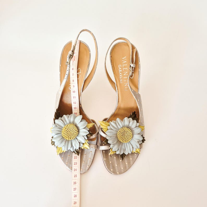 Valentino SS 2004 Slingbackklackar, Blå Prickiga Blommor, EU 37 / US 7 bild 13