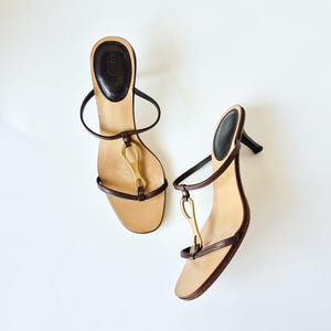 GUCCI Vintage 1996 Tom Ford Gold Horsebit Brown Leather Kitten