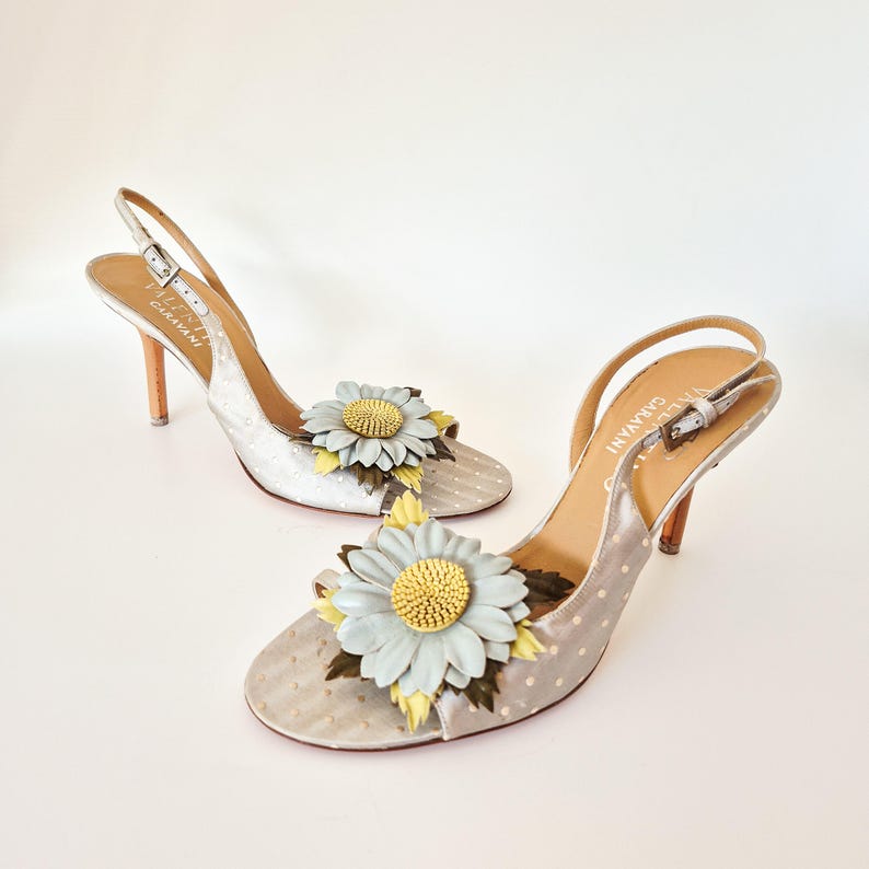 Valentino SS 2004 Slingbackklackar, Blå Prickiga Blommor, EU 37 / US 7 bild 3
