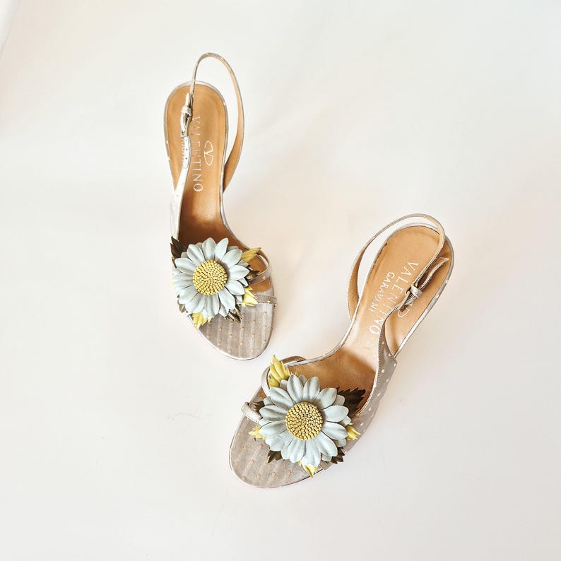 Valentino SS 2004 Slingbackklackar, Blå Prickiga Blommor, EU 37 / US 7 bild 2