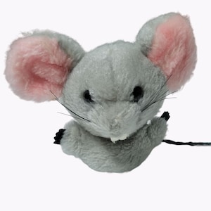 Vintage 70s Fun Farms Mouse 5 inch Plush Rodent Rat Gray Stuffed Animal Toy
