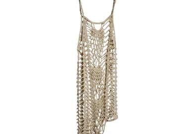 Vestido playero de ganchillo hecho a mano, talla XS, ideal para bañarse, hacer la salida de playa o hacer la piscina en las vacaciones de verano.