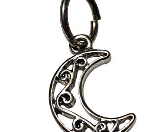 Himmlische Mondsichel Silber Tone filigrane Anhänger Charme verzieren Swirl Design