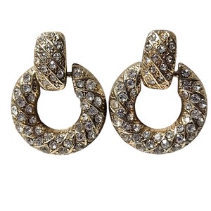 Elegant Vintage Gold Tone Rhinestone Dangle Earrings Classic Fashion Jewelry