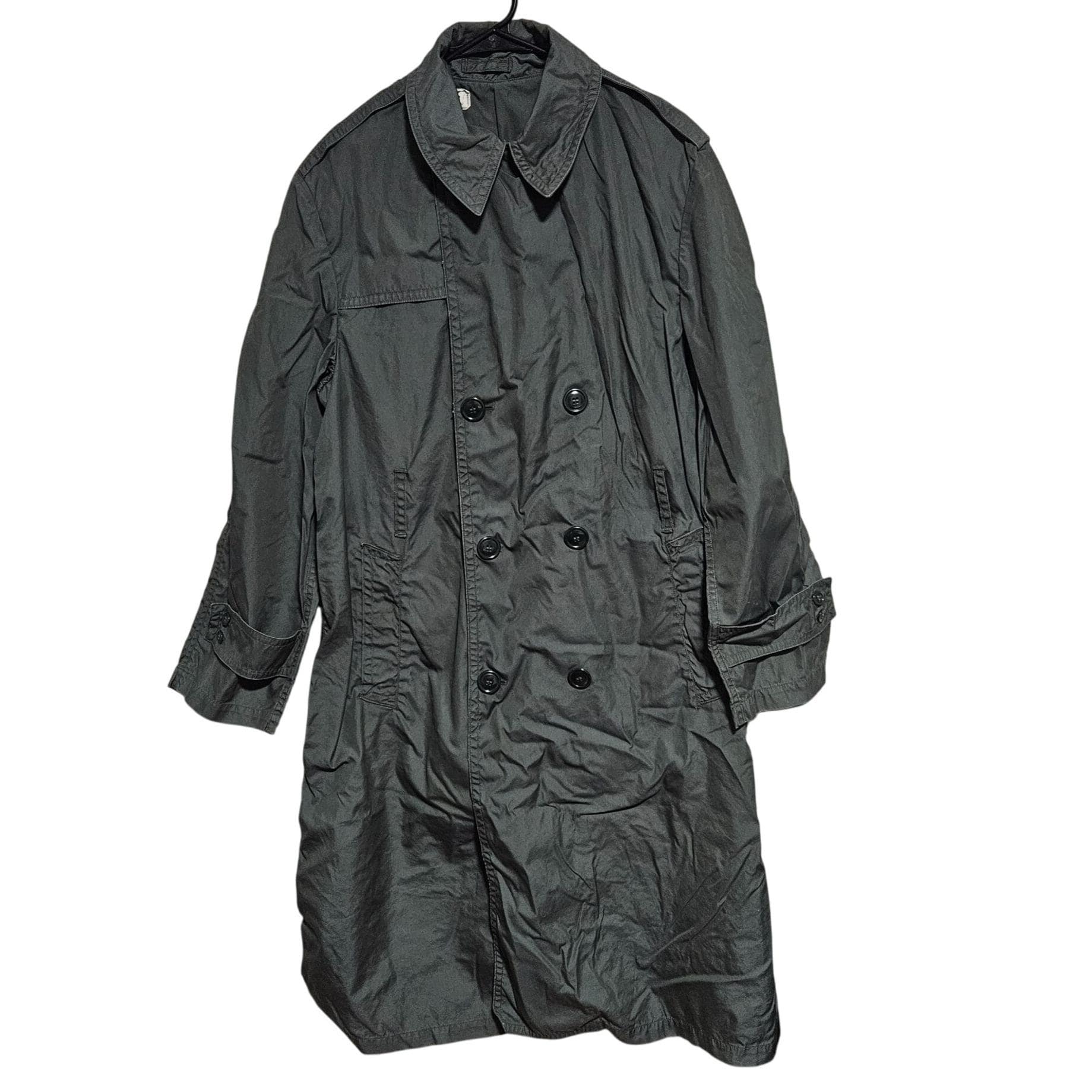 Vintage Military Green Double Breasted Raincoat Mens Size 40R Army