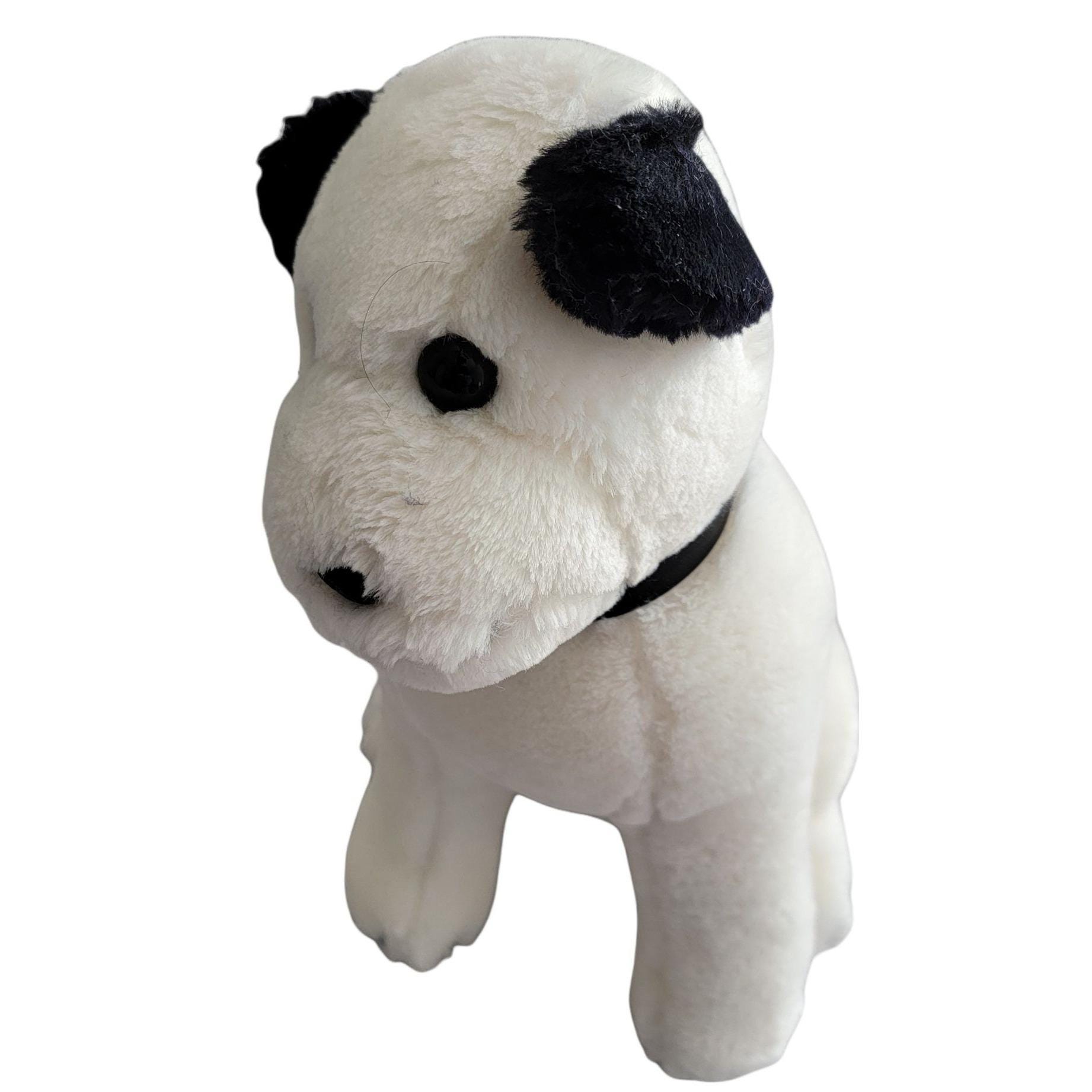 Vintage 90s Dakin RCA Nipper Dog 11 Inch Plush White Black Collar