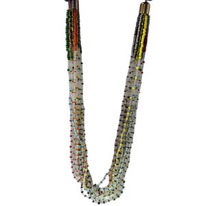 Vintage Boho Rainbow Seed Beaded Chunky Multi Strand Necklace Fashion Jewelry
