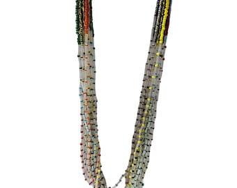 Collar vintage bohemio de cuentas de arcoíris con múltiples hebras, joyería de moda