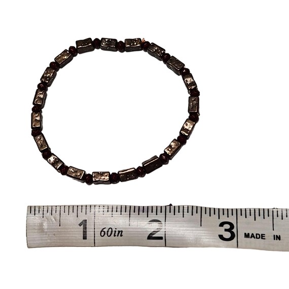 Handcrafted Rectangular Beaded Stretch Bracelet R… - image 3