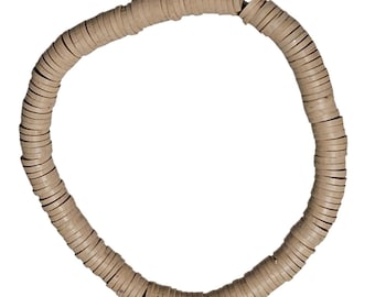 Handmade Heishi Bracelet Disc Bead Beige Boho Beachcore Surfer Fashion Jewelry