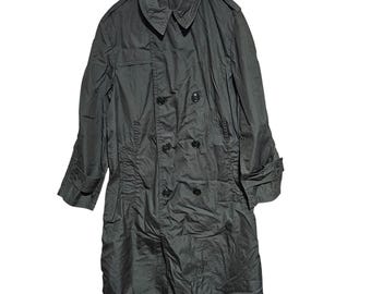 Vintage Military Double Breasted Raincoat Mens Size 40R Army Green 274 Belt