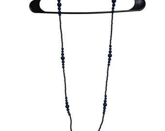 Elegant Vintage Navy Blue Beaded Necklace Classic Minimalist Fashion Jewelry