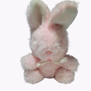 Vintage 80s Etone Pink Easter Bunny 10 Inch Plush Rabbit Spring Stuffed Animal