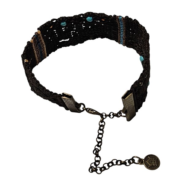 Handwoven Adjustable Bracelet Brown Macrame Blue … - image 6