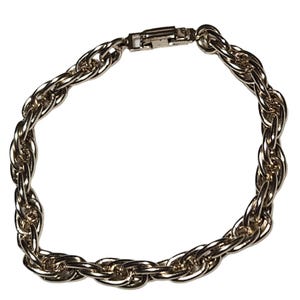 Vintage Classic Silver Tone Rope Chain Chunky Bracelet Box Clasp Fashion Jewelry