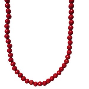 Vintage Cherry Red Beaded Necklace Retro 50s 80s Fashion Jewelry Women