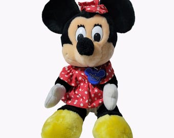 Vintage Disney World Minnie Mouse 12 polegadas vestido de bolinhas bicho de pelúcia Coreia
