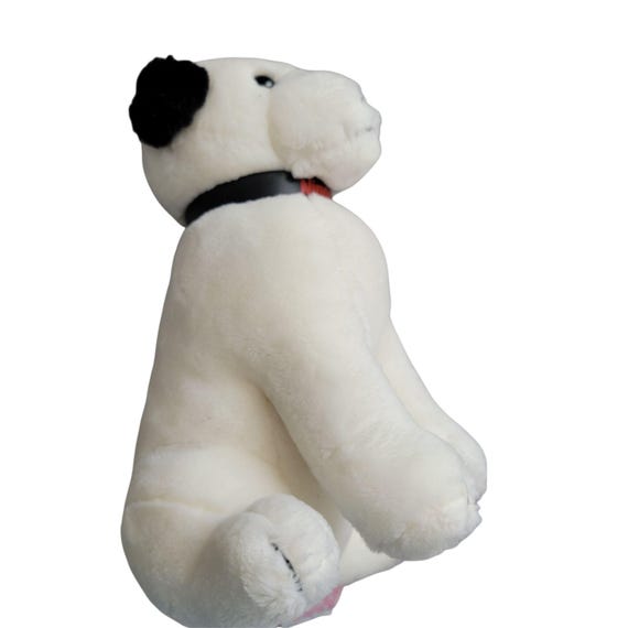 Vintage 90s Dakin RCA Nipper Dog 11 Inch Plush White Black Collar