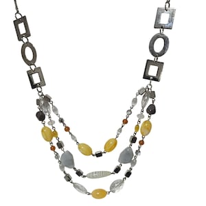 Vintage Lia Sophia Multi Strand Beaded Chunky Chain Necklace Statement Jewelry