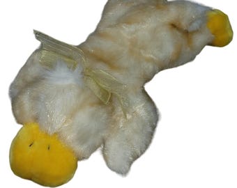Peluche vintage Dan Dee Duck da 15 pollici, soffice e soffice, con fiocco, a forma di uccello pasquale primaverile.