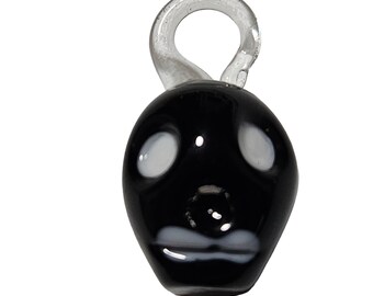Handmade Glass Black Skull Pendant Charm Halloween Jewelry Necklace Bracelet DIY