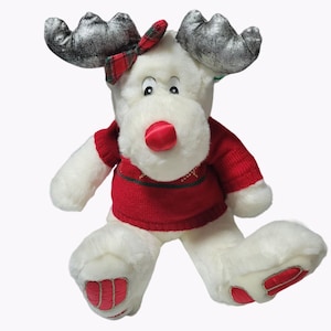 Vintage 90er Jahre Weihnachten Red Nosed Reindeer 24 Zoll Plüsch Red Sweater Urlaub Spielzeug