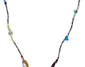 Handmade Boho Beaded Necklace Multicolor Glass Wood Beads Fashion Jewelry Woman