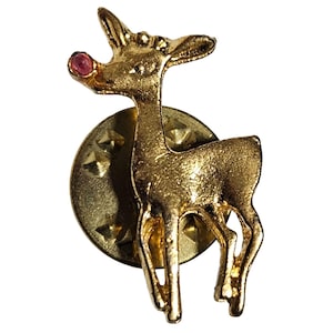 Vintage Rudolph Red Nose Rena Ouro Tom Natal Broche Lapela Pin Feriado