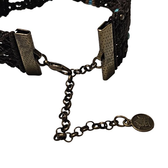 Handwoven Adjustable Bracelet Brown Macrame Blue … - image 4