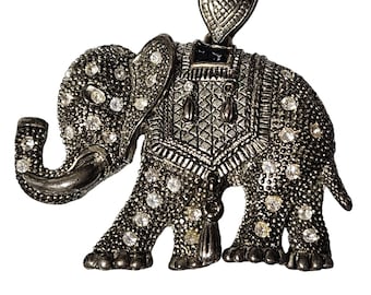 Vintage African Elephant Pendant Ethnic Rhinestone DIY Fashion Jewelry Women