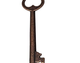 Vintage skeletsleutelhanger antieke koperen toon Victoriaanse gotische sieraden