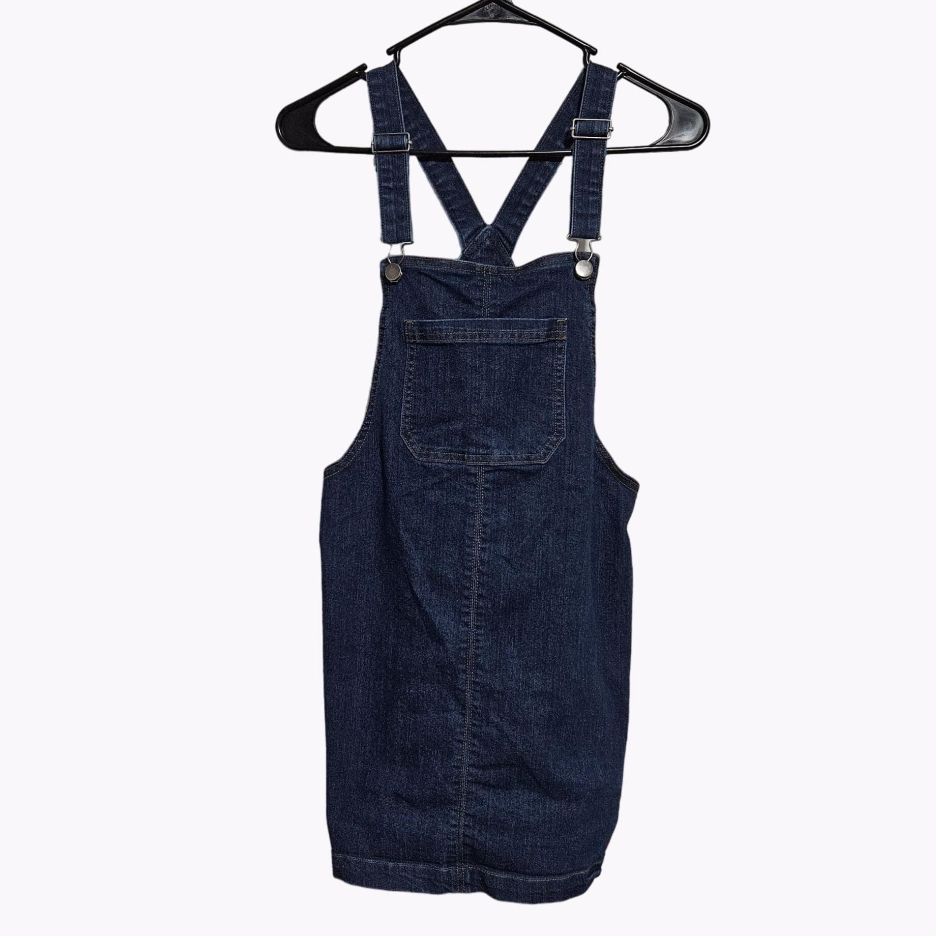 Vintage 90s Wild Fable Denim Overall Dress Womens Size Small Jean Bibs Dark Wash