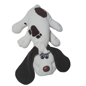 Vintage 80s Pound Puppies Plush Puppy Dog White Brown Spots Stuffed Animal