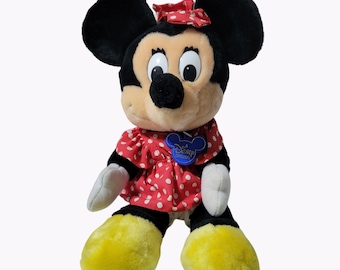 Vintage Disney World Minnie Mouse 12 Inch Polka Dot Dress Stuffed Animal Korea