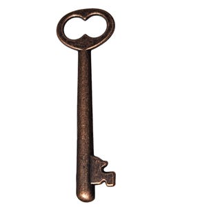 Vintage Skeleton Key Charm Pendant Antique Copper Tone Victorian Gothic Jewelry