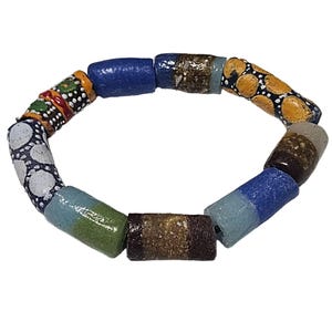 Handcrafted African Ghana Trade Bead Chunky Stretch Bracelet Fashion Jewelry