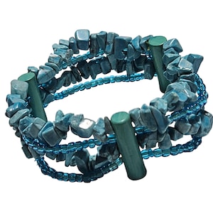 Handcrafted Southwest Turquoise Beaded Bracelet Stacked Chipped Gemstones Women