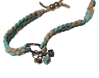 Boho Handmade Bracelet Braided Suede Cord Metal Beads Charms Fashion Jewelry