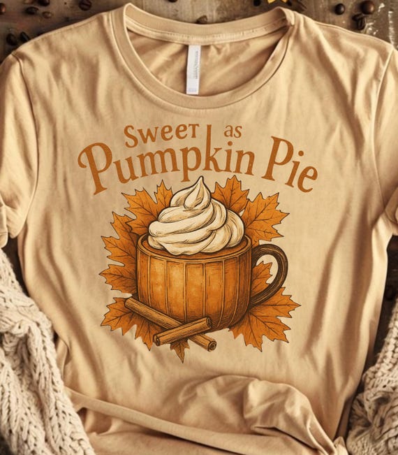 Sweet as Pumpkin Pie PNG, Cozy Fall Mug Shirt Design, Retro Autumn Coffee Graphic Tee, Thanksgiving Pumpkin Spice Latte Aesthetic