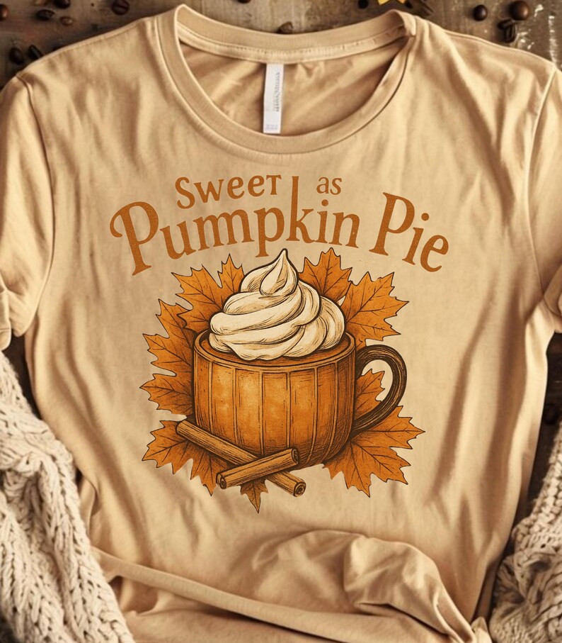 Retro fall coffee design with pumpkin spice mug and Thanksgiving cozy vibes