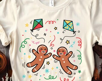 Sky Diving Gingerbread PNG, Gingerbread Man PNG, Christmas Gift png, Lovers Cookie PNG, Funny Christmas Shirt Design, Xmas png