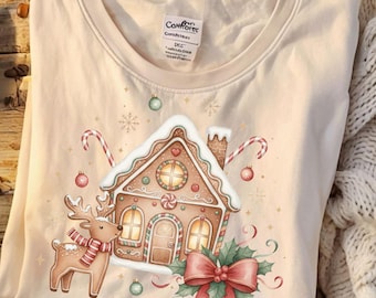 Gingerbread House Shirt PNG, Christmas Gingerbread png Gift, Cozy Mom Christmas Design, Holiday Shirt PNG, Cute Xmas png