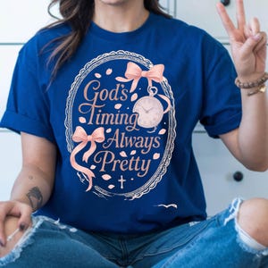 God’s Timing Is Always Pretty, Coquette Christian png, Christian Shirt Design, Jesus png design, Coquette design, Aesthetic Jesus Shirt